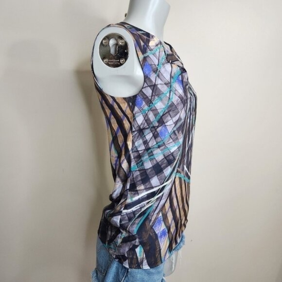 Boss Hugo Boss Silk Abstract Print Sleeveless Blouse Size 0 US - Picture 5 of 13